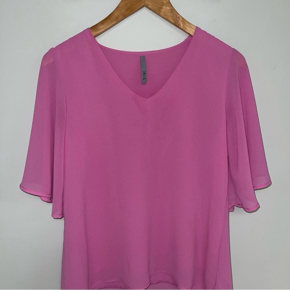 Jolie Blouse Women's Size Small‎ Pink Flare Short Sleeves Lined Barbie Bubblegum - Picture 3 of 7